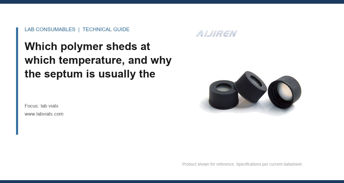 Which polymer sheds at which temperature, and why the septum is usually the